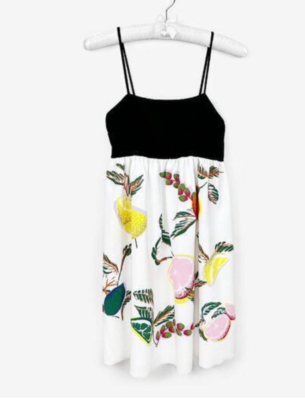 Black Bodice Fruit-Print short dress